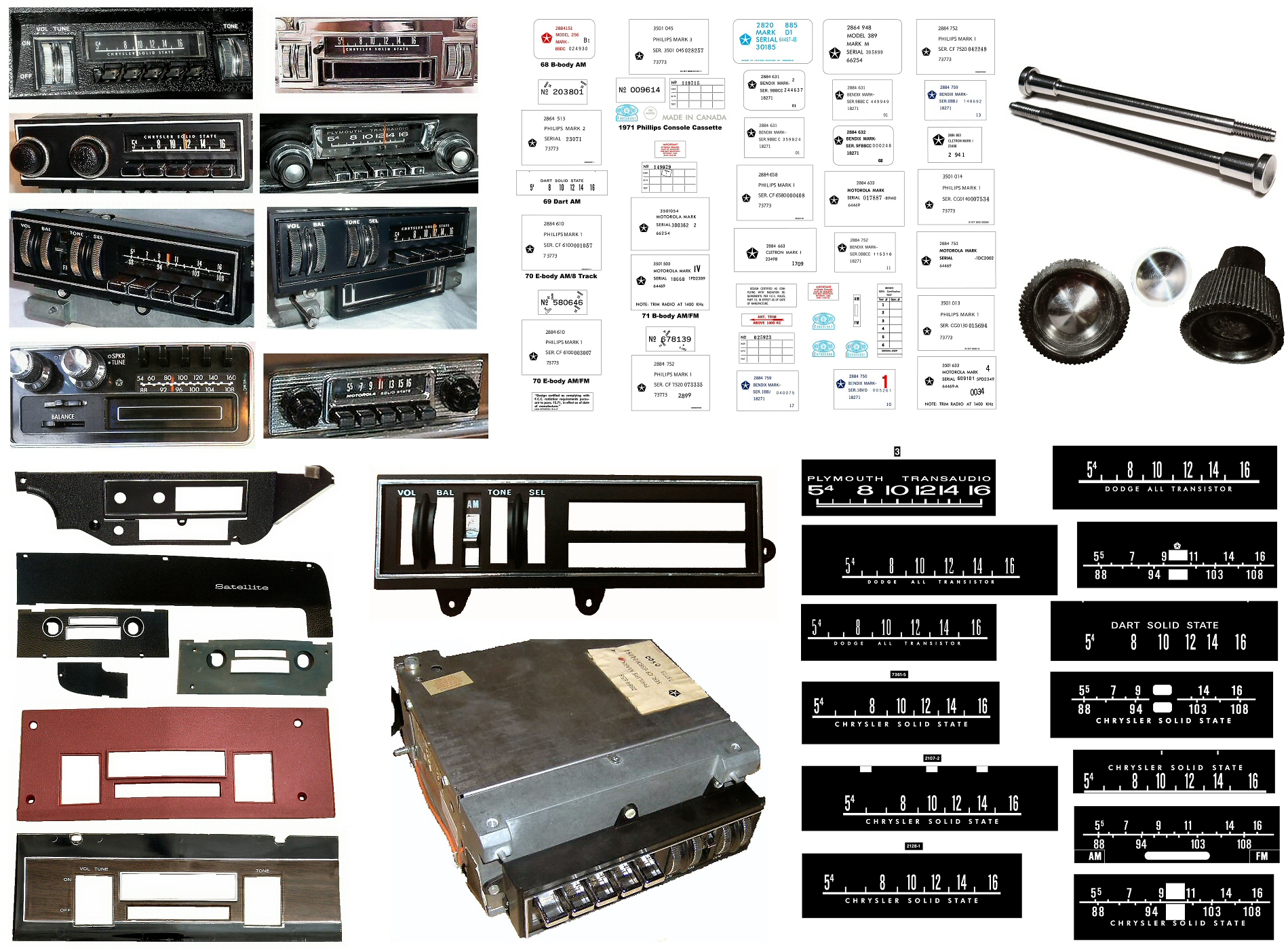 A-B-C-E-body Radios, 8-track, Cassette: Plymouth, Dodge, Mopar, Chrysler