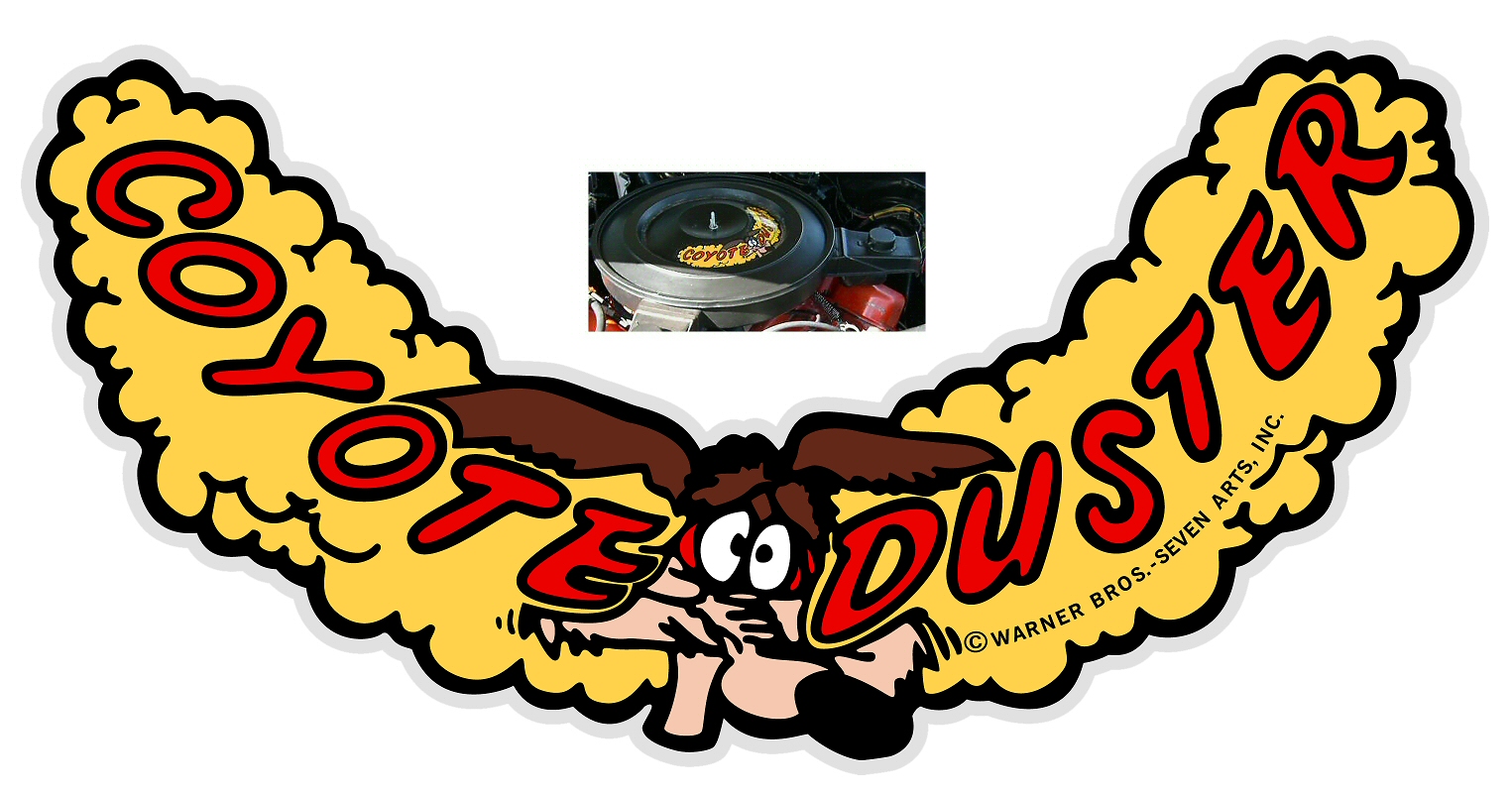 "Coyote Duster" Air Cleaner Lid Decal, 1970 Plymouth Road Runner 383