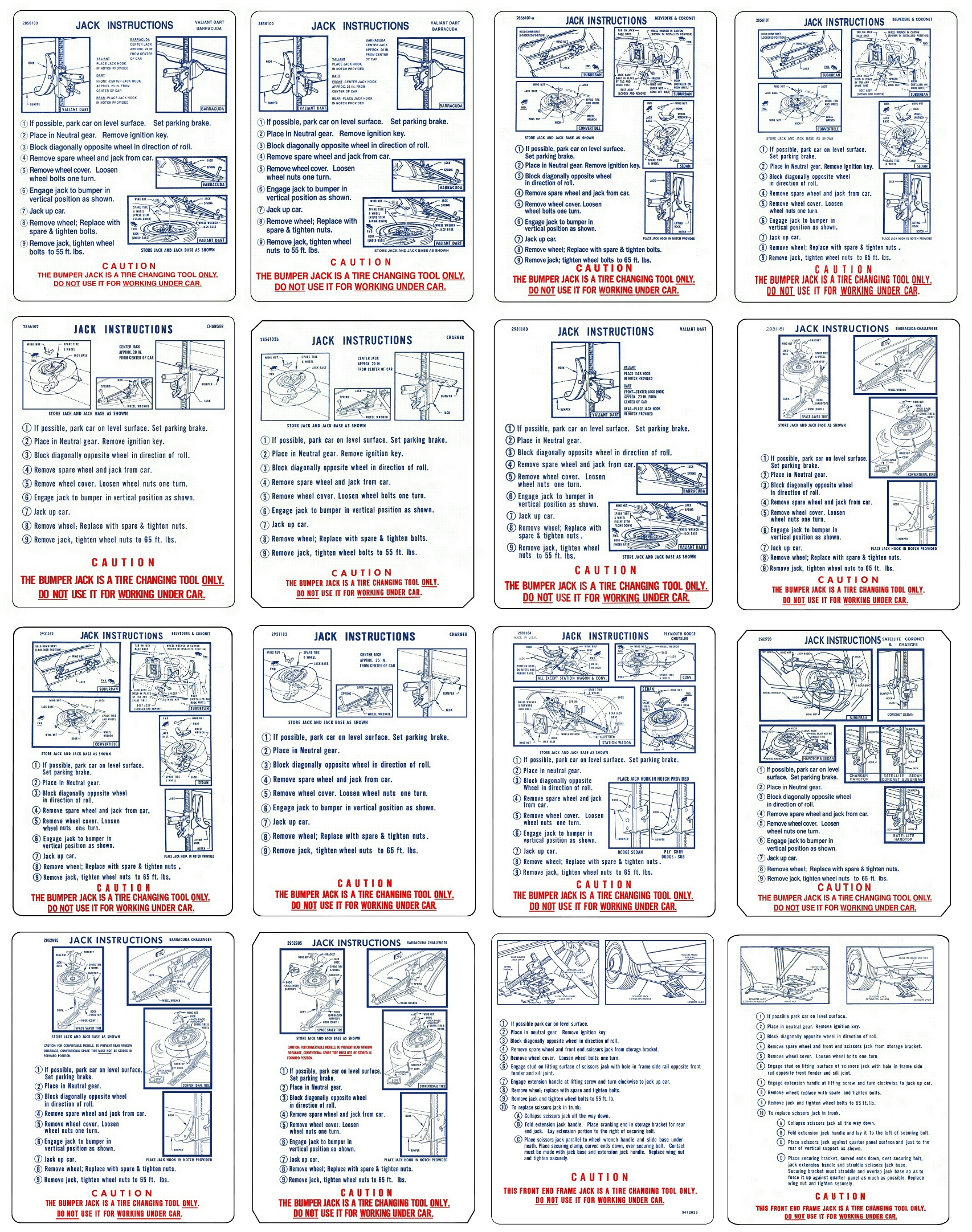 Mopar 72 73 74 Cuda Challenger Jack Instructions Decal NEW 3595701 DD0081 