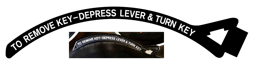 "Remove Key - Depress Lever" Decal, Mopar, Chrysler