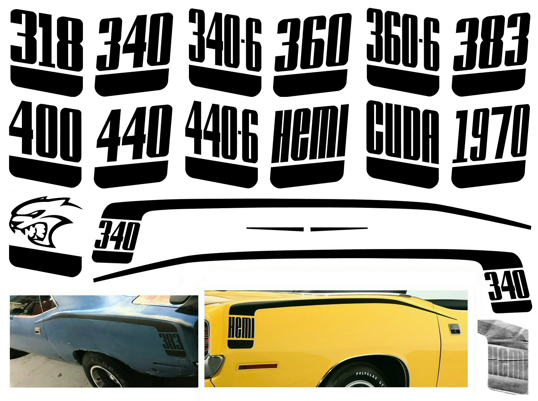 1970 Plymouth Cuda Hockey Stripe/Lettering Decals