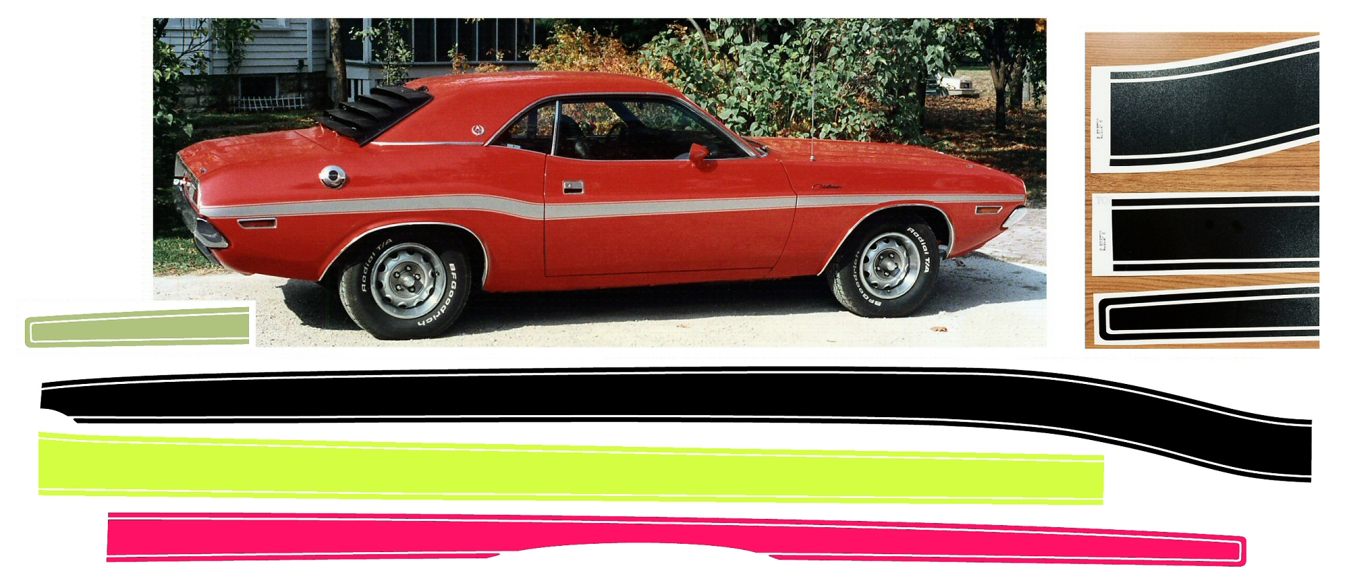 1970 Dodge Challenger Mid-body Blank Stripe Decals