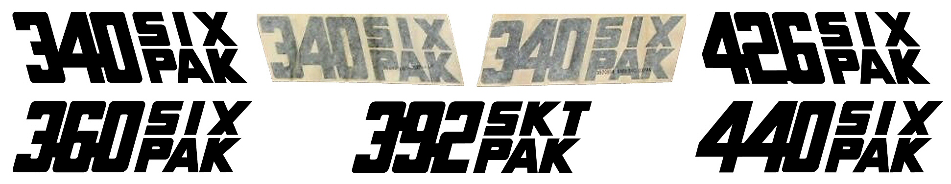 1970 Dodge Challenger T/A "Six Pak" Fender Lettering Decals