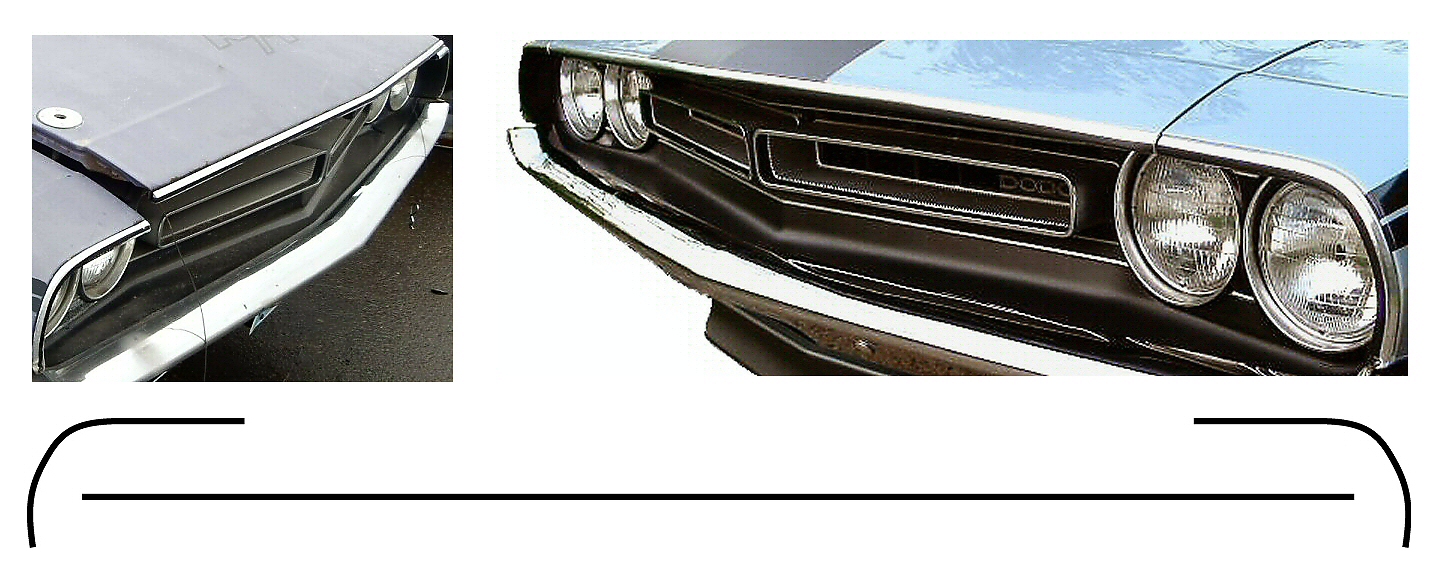 1971 Dodge Challenger R/T Hood/Headlight Bezels Pinstripes Decals