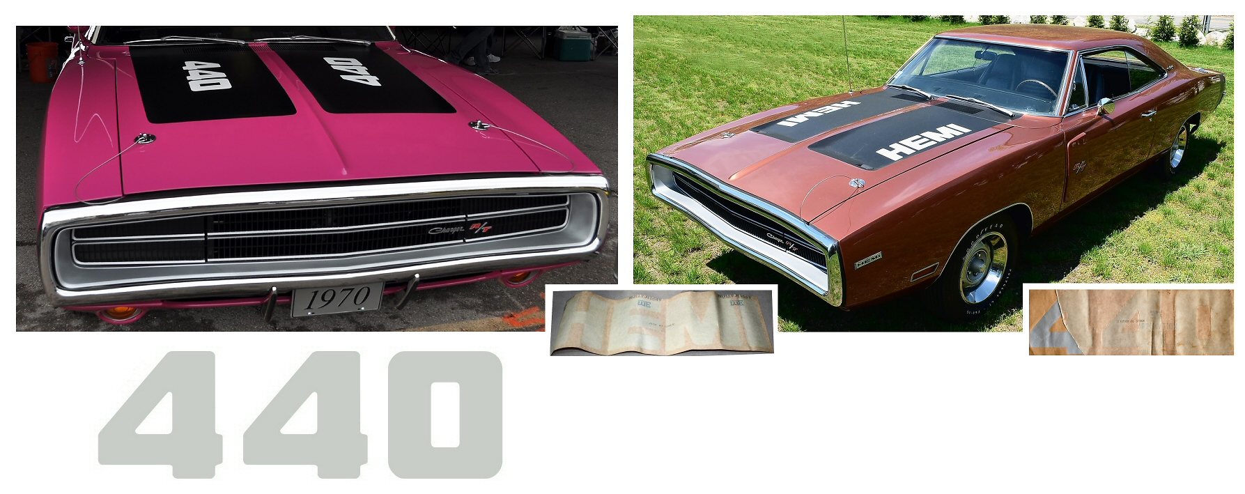 1970 Dodge Charger "Hemi" / "440" Hood Lettering Decals