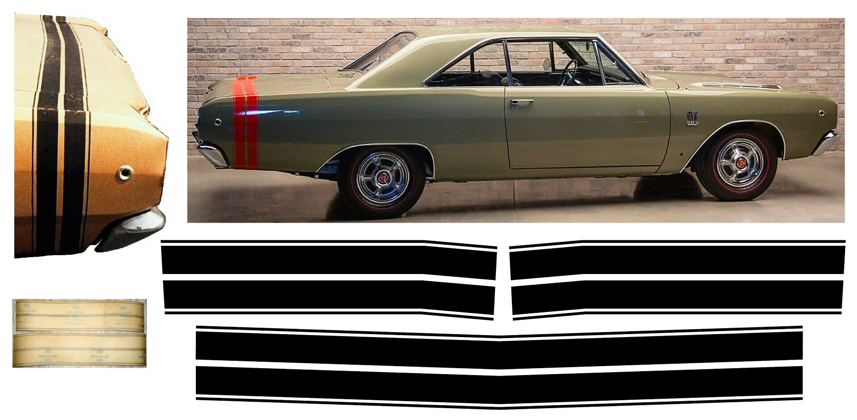 1968 Dodge Dart Rear Bumblebee Stripe Decal