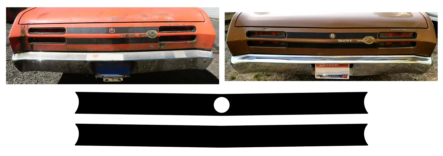 1970 Plymouth Duster 340 Tail Light Panel Stripes Decal