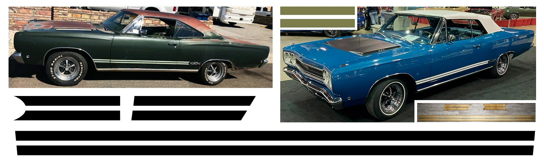 1968 Plymouth GTX Lower-body Stripes Decals
