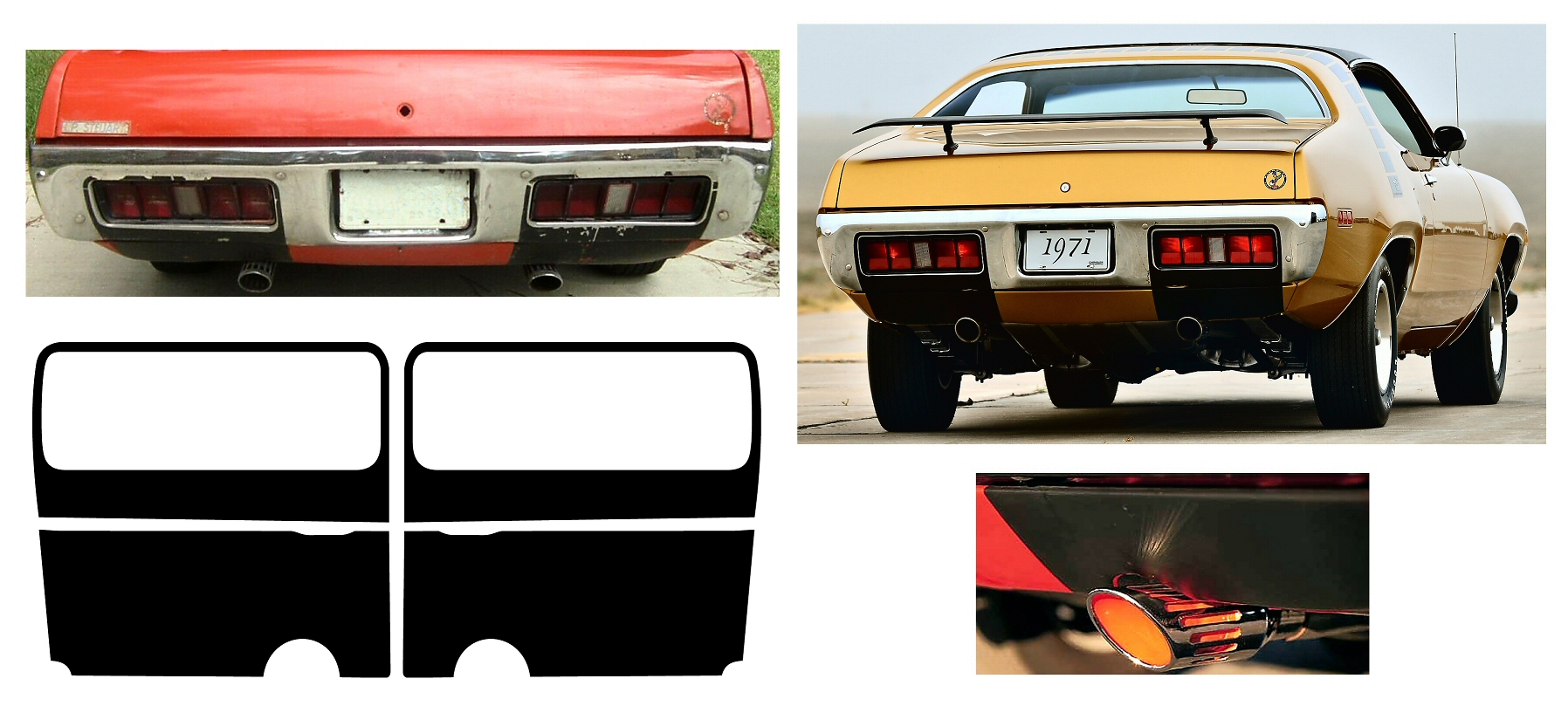 1971 Plymouth Road Runner/GTX Rear Bumper/Pan Blackout Decals