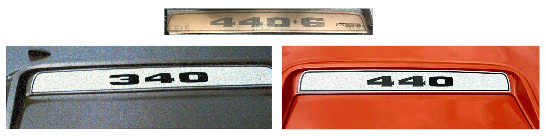 1972 Plymouth Road Runner Hood Bezel Engine-Size Lettering Decals