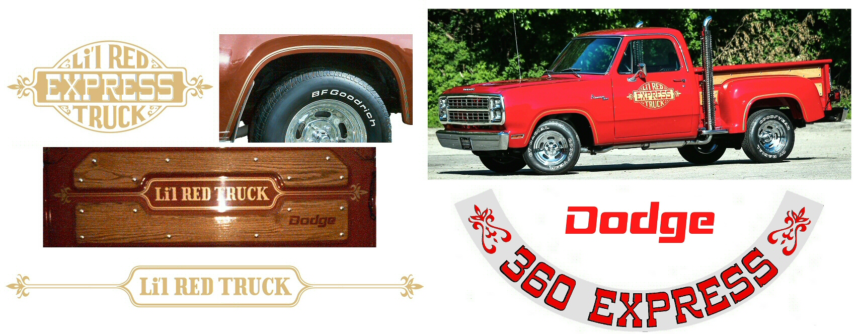1978-79 Dodge Li'l Red Express Truck Pinstripes/Lettering Decals
