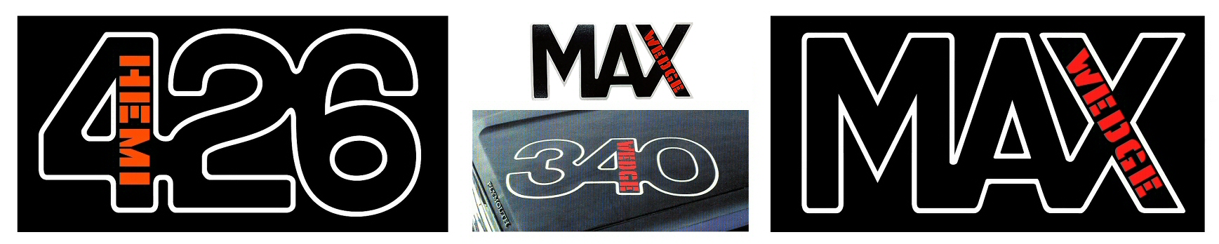 "Max Wedge" and "426 Hemi"Hood Pinstripe Lettering Decals