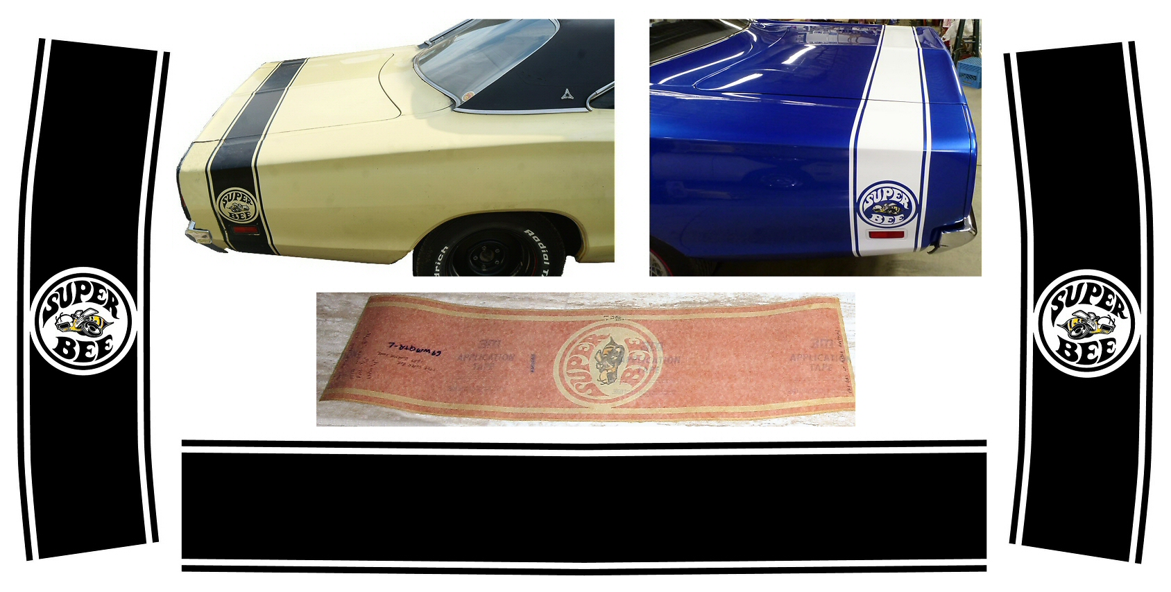 1969 Dodge Super Bee Bumblebee Stripe/Lettering/Bee Decal