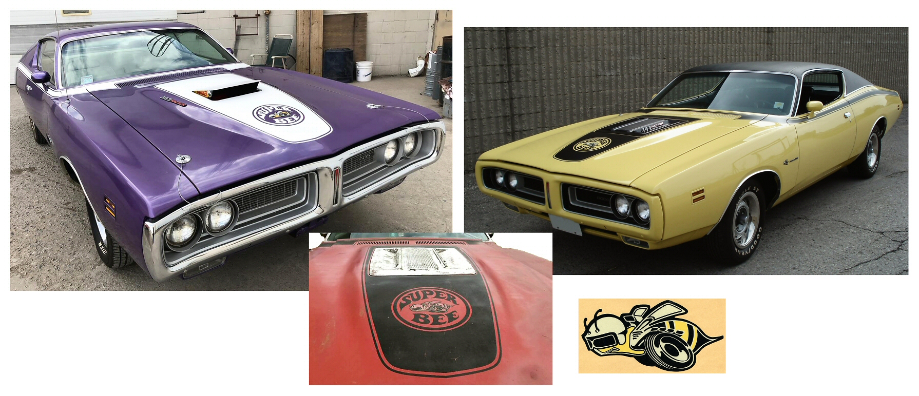 1971 Dodge Super Bee Hood Blackout/Lettering/Bee Decal