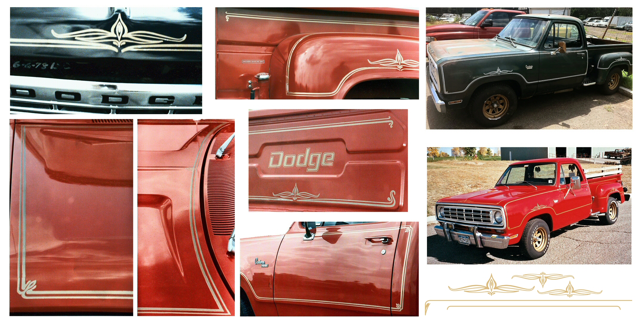 1976-77 Dodge Warlock Truck Exterior Pinstripes/Lettering Decals