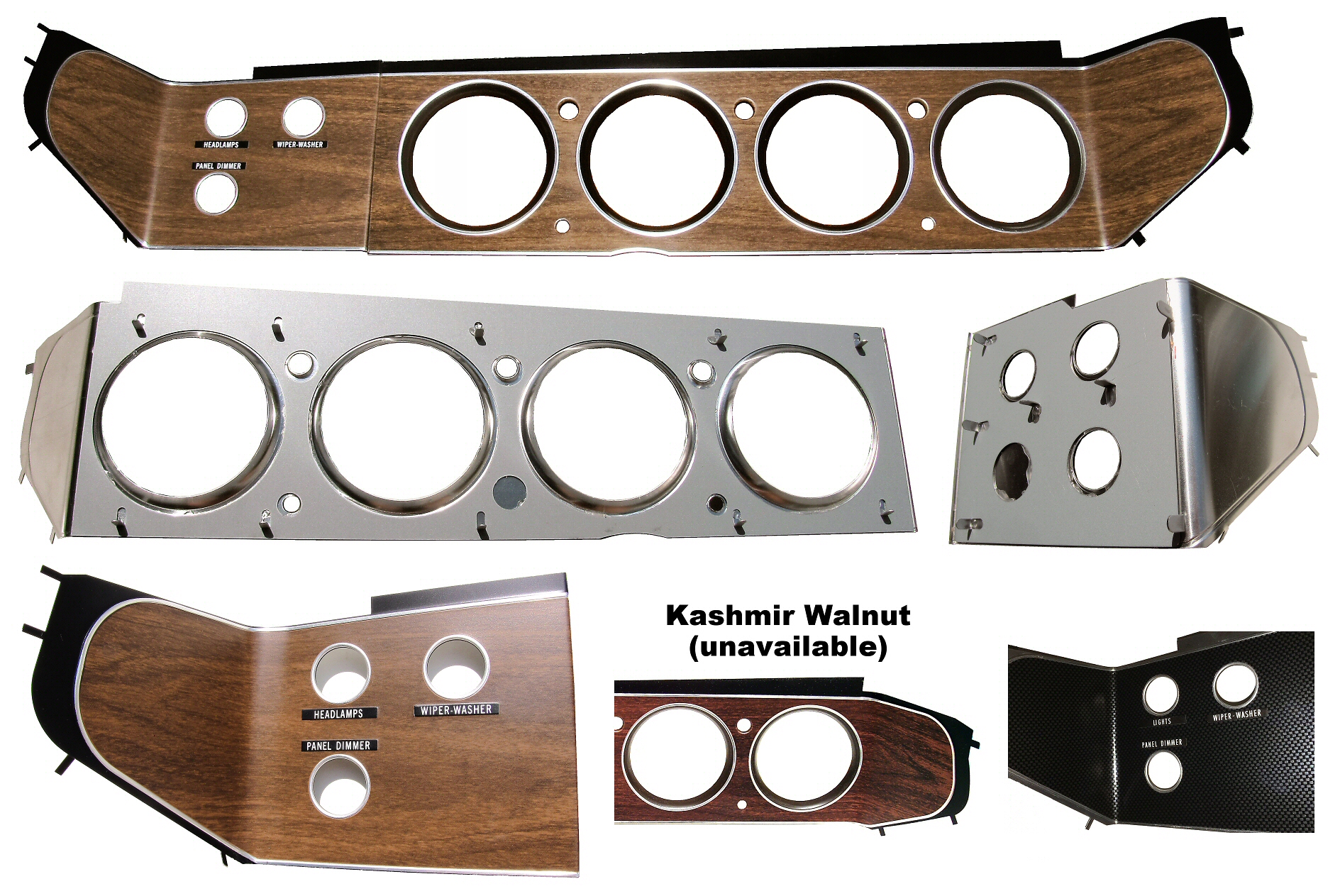 1970-1974 E-body Rallye Dash New Wood Plates Dodge Challenger Plymouth Barracuda Cuda