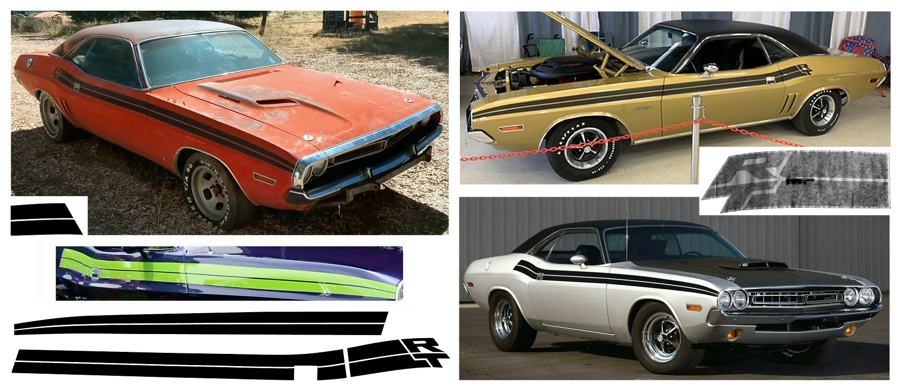 1971 Dodge Challenger R/T Upper-body Stripe/Lettering Decals